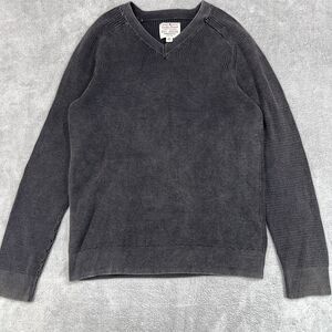 Lucky Brand Knit Sweater Men's M Black Hand Crafted Long Sleeve V Neck Pullover